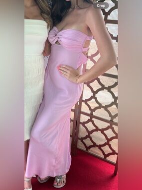 American Threads Strapless Twist-Front Light Pink Maxi Dress